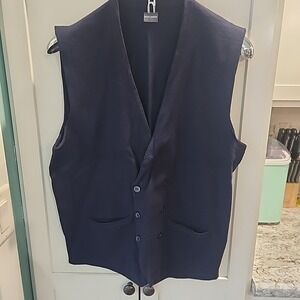 Dan John Double-Breasted Knit‎ Vest Gilet in Navy Blue Size XXL Chest Sz 36
